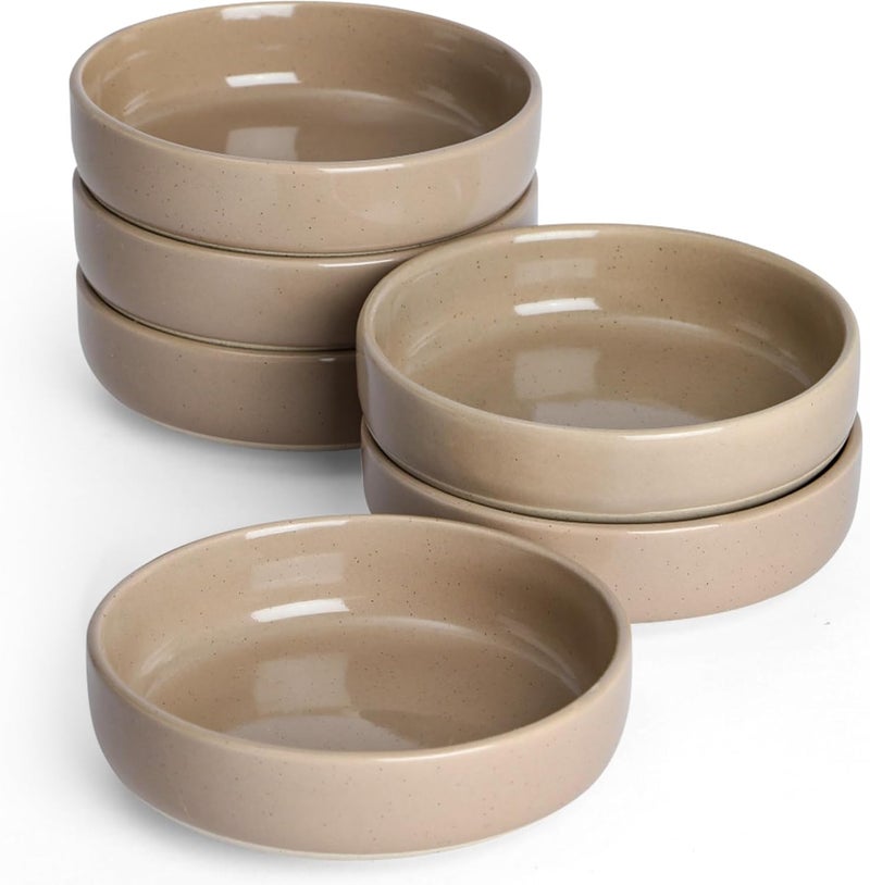 Famiware Milkyway Ceramic Soy Sauce Dish, Dipping Bowls Set of 6, Dipping Sauce Bowls/Dishes, 4oz Small Serving Bowls for Side Dishes, Condiment, Sushi, Appetizer, Dessert, Cinnamon Brown - Image 1